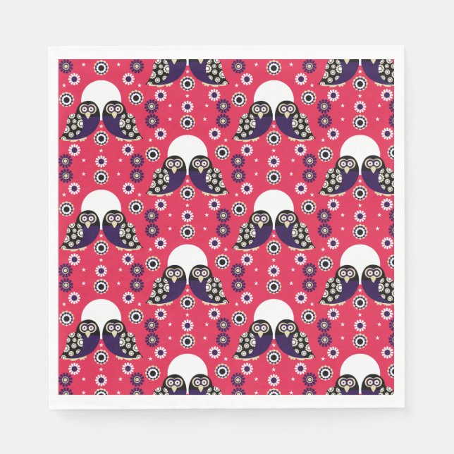 Folk Art Owl Napkins (Front)