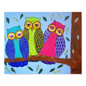 Folk Art Owl Print Poster