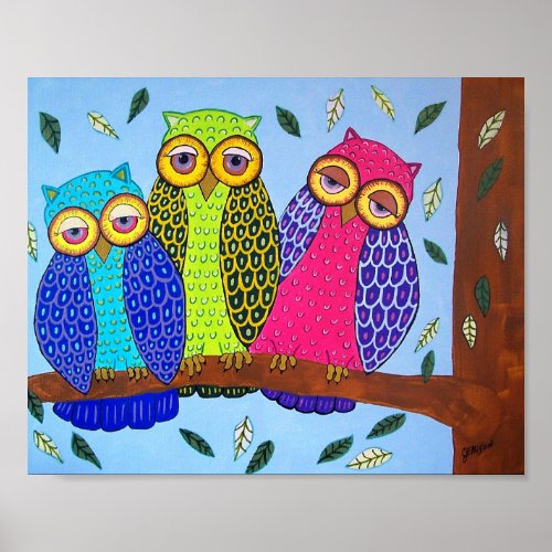 Folk Art Owl Print Poster