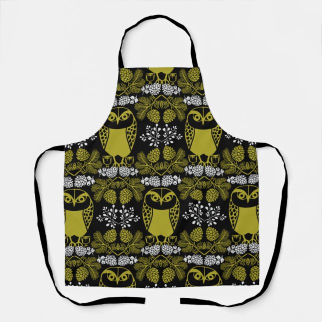Folk Art Owl Prints Apron (Front)