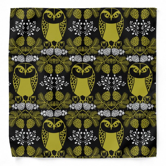 Folk Art Owl Prints Bandana (Front)