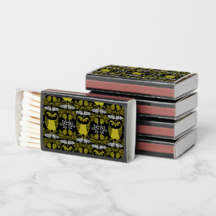 Folk Art Owl Prints Matchboxes