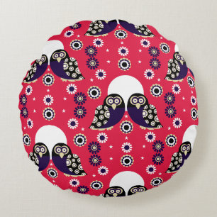 Folk Art Owl Round Pillow