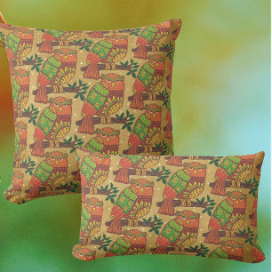 Folk Art Owls on Branches Kids  Throw Pillow