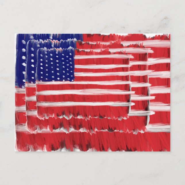 Folk Art Painted Flags Holiday Postcard (Front)