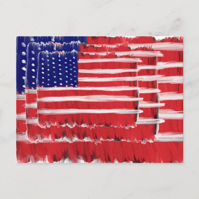 Folk Art Painted Flags Holiday Postcard (Front)