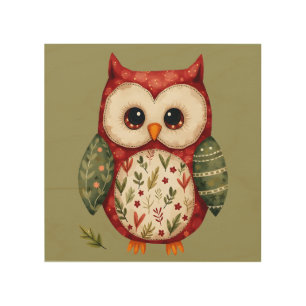 Folk Art Patchwork Owl Cottagecore