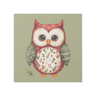 Folk Art Patchwork Owl Cottagecore