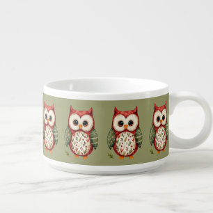 Folk Art Patchwork Owl Cottagecore Bowl