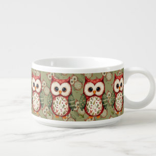 Folk Art Patchwork Owl Cottagecore Design Bowl