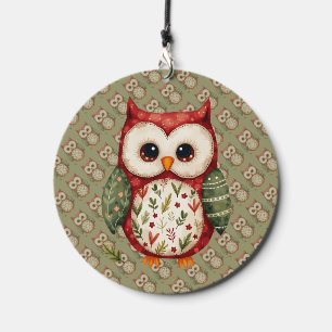 Folk Art Patchwork Owl Cottagecore Wind Chime