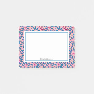 Folk Art Pink and Blue Floral Post-it Notes