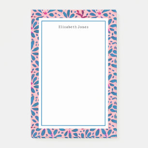 Folk Art Pink and Blue Floral Post-it Notes
