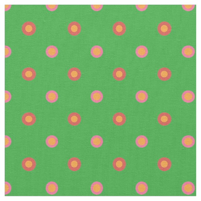 Folk Art Polka Dot on Bright Green Custom Fabric (Close Up)