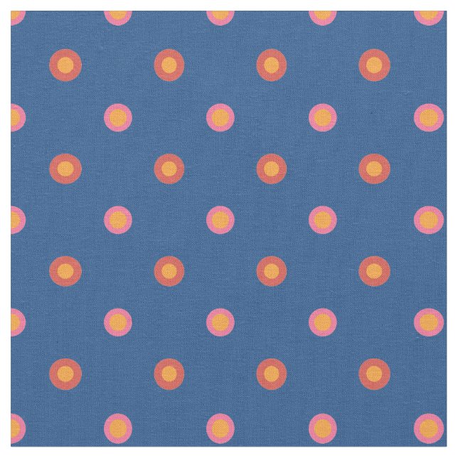 Folk Art Polka Dot on Royal Blue Custom Fabric (Close Up)