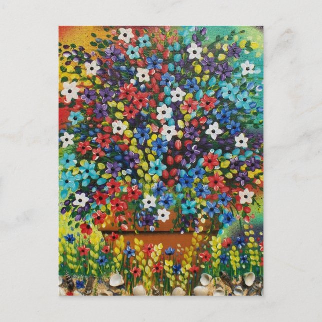 FOLK ART Potted Plant BY LORI EVERETT postcard (Front)