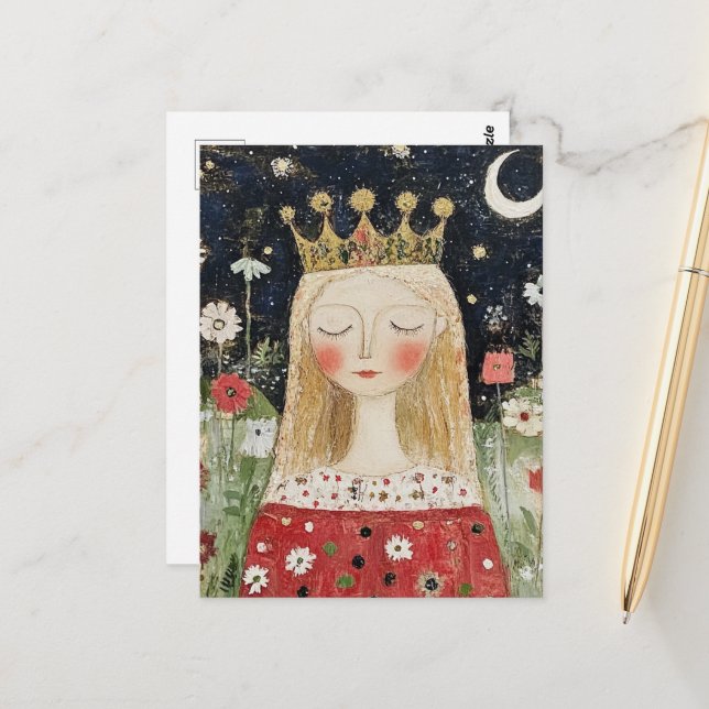 Folk Art Queen Postcard (Front/Back In Situ)