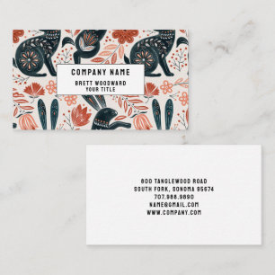 Folk Art Rabbit Florals Business Card