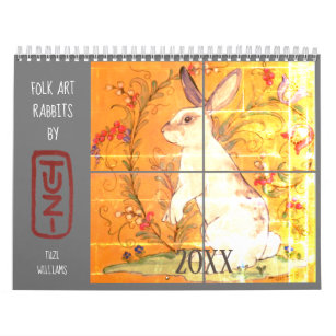 Folk Art Rabbits by Tuzi Willams Rabbit Tile & Art Calendar