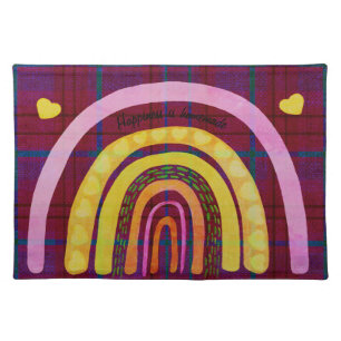 Folk Art Rainbow 'Happiness is Homemade' Cloth Placemat