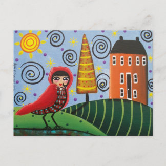 FOLK ART Red Bird BY LORI EVERETT postcard