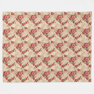 Folk Art Red Hearts 