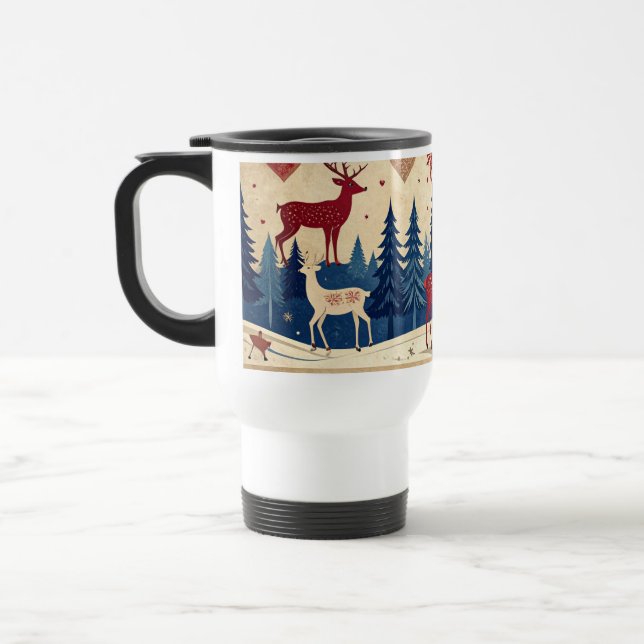 Folk-Art Reindeer Pattern Mug (Left)