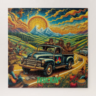 Folk Art Road Trip Jigsaw Puzzle