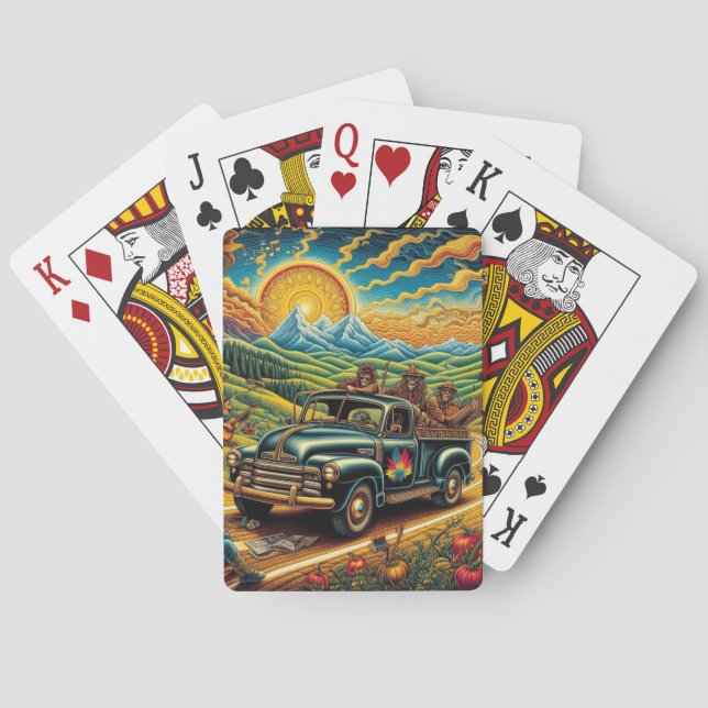 Folk Art Road Trip Poker Cards (Back)