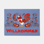 Folk art rooster Welcome/Willkommen Doormat