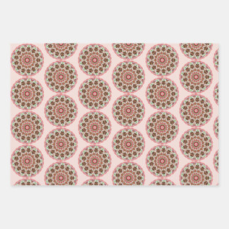 Folk art rosemaling gingerbread houses wrapping paper sheets