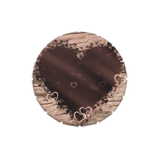 Folk Art Rustic Wood Effect Collage Hearts Candy Tin (Top)