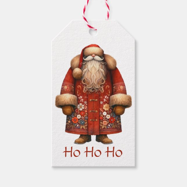 Folk Art Santa Claus Gift Tags (Front)