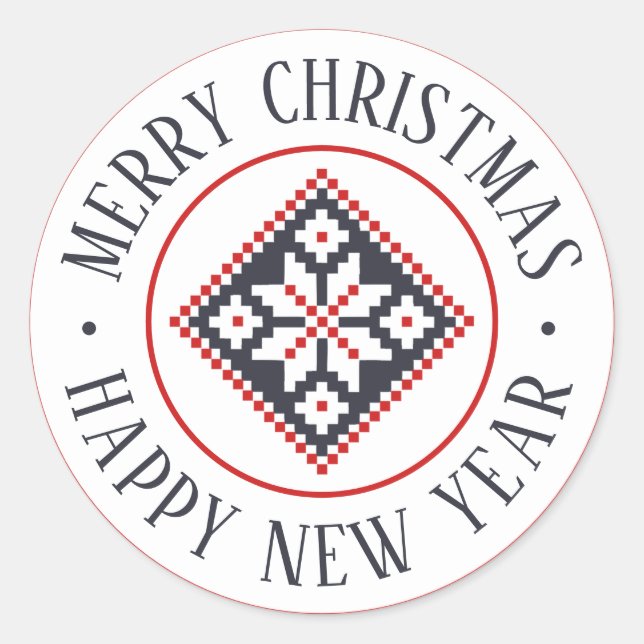 Folk Art Slavic Contemporary Christmas Classic Round Sticker (Front)