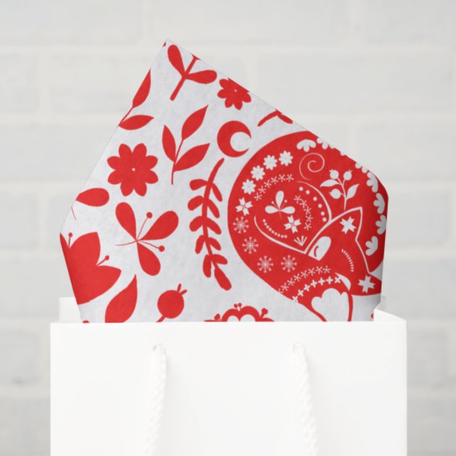 Folk Art Sleeping Fox Gift Tissue Paper (Gift Bag)