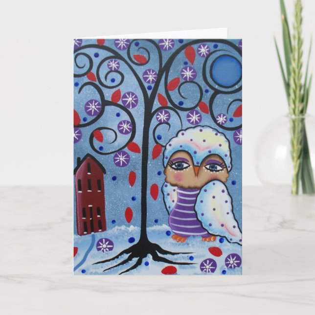 FOLK ART Snow Flake BY LORI EVERETT greeting card (Front)