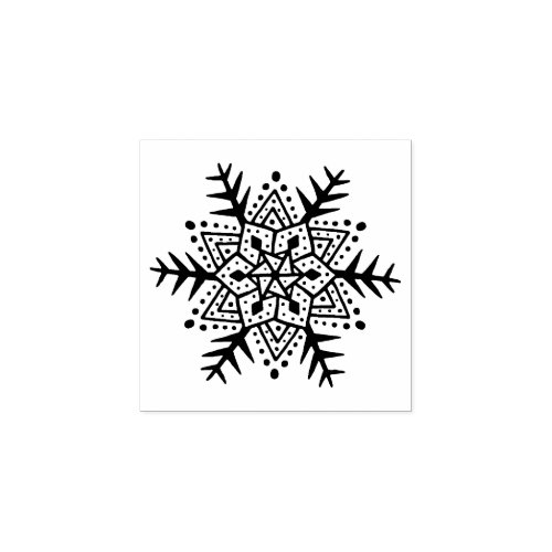 Folk art snowflake rubber stamp