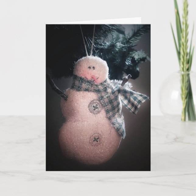 Folk Art Snowman Holiday Card (Front)