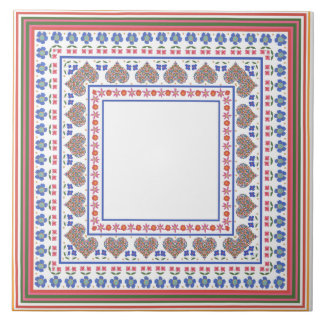 Folk Art Style Border Ceramic Tile to Customize