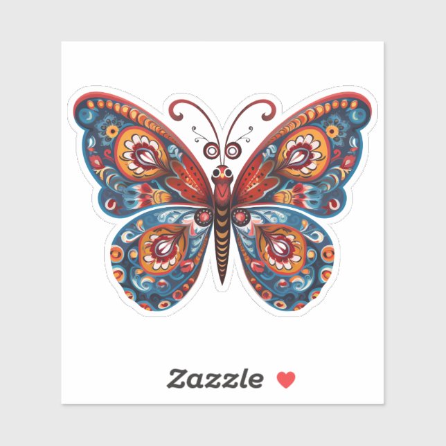 Folk Art Style Butterfly Sticker (Sheet)