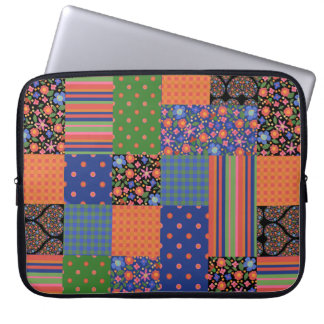 Folk Art Style Faux Patchwork Laptop Sleeve