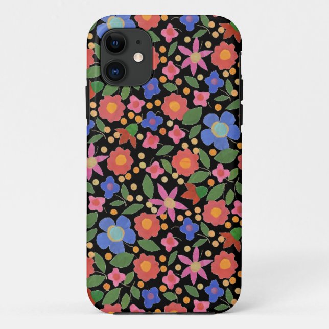 Folk Art Style Floral, Black iPhone 5 Xtreme Case (Back)