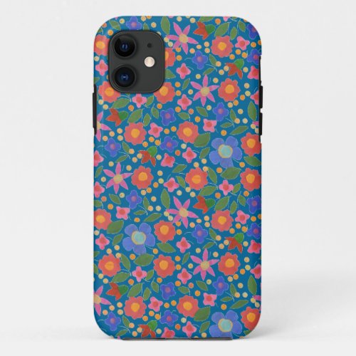 Folk Art Style Floral Blue iPhone 5 Xtreme Case