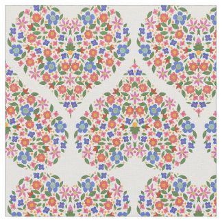 Folk Art Style Floral Heart Custom Fabric