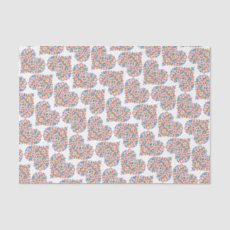 Folk Art Style Floral Hearts Tissue Paper