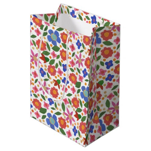 Folk Art Style Floral Mini_print Medium Gift Bag
