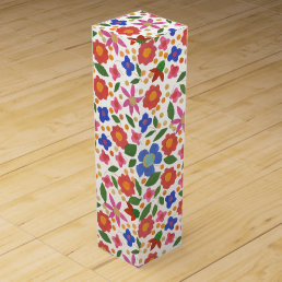 Folk Art Style Floral Mini-print Wine Gift Box