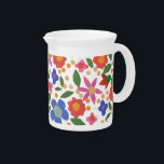 Folk Art Style Floral, White Small Pitcher or Jug<br><div class="desc">A chic little White Pitcher or Jug,  with a Floral Pattern on a White background,  inspired by East European Folk Art. Part of the Posh & Painterly 'Folk Heart' collection,  you can change the background color if you wish.</div>