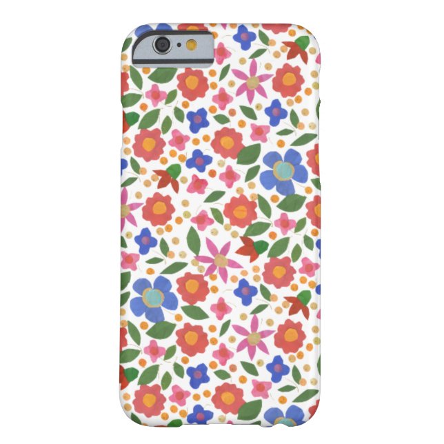 Folk Art Style Florals on White iPhone 6 Case (Back)
