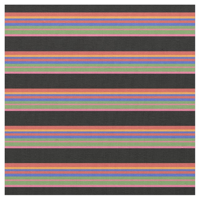 Folk Art Style Multicolor Deckchair Striped Fabric (Close Up)